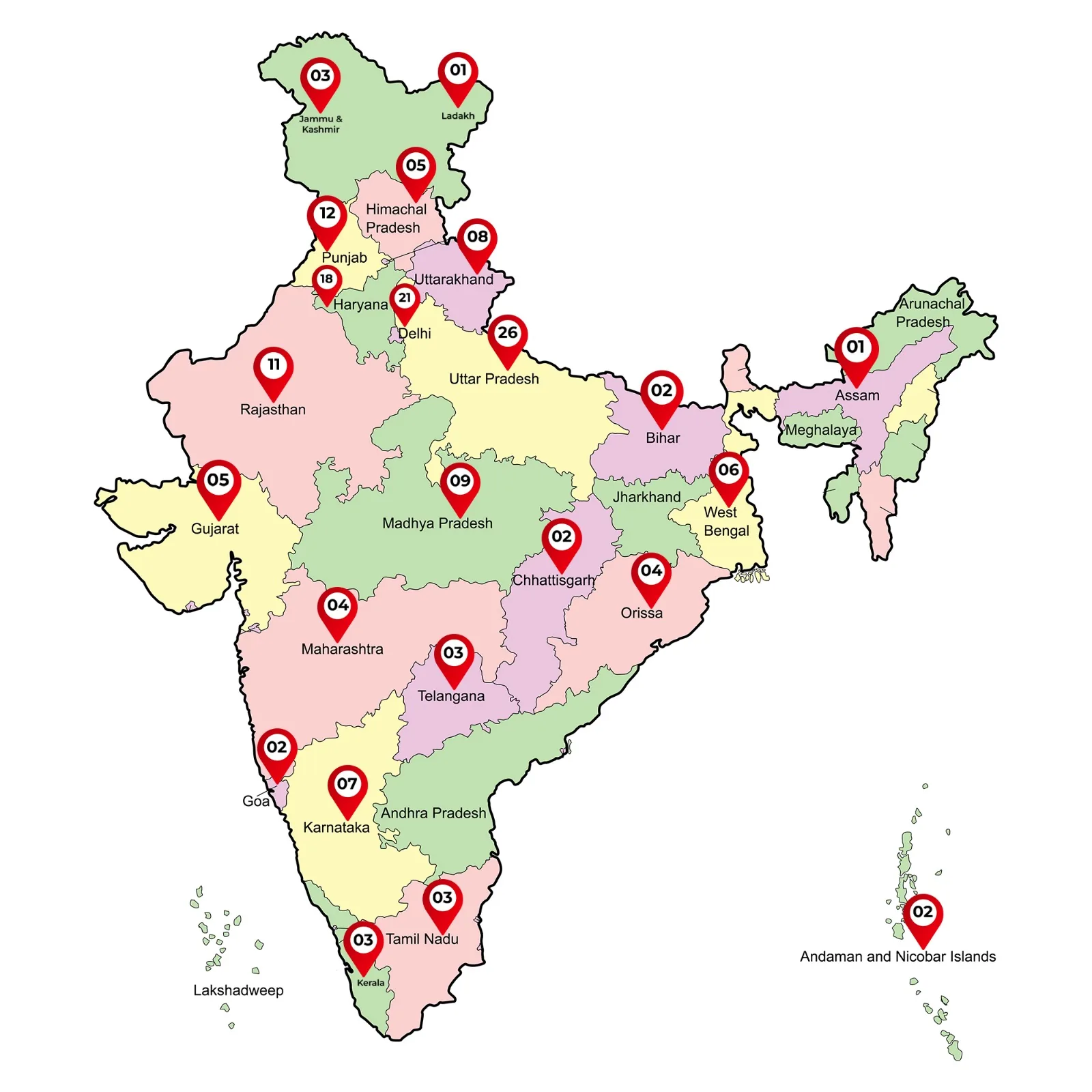 Optima Water Solutions project locations across India and internationally